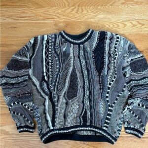 SOLD - Tundra Black, Cream & Gray Knit Crewneck Sweater